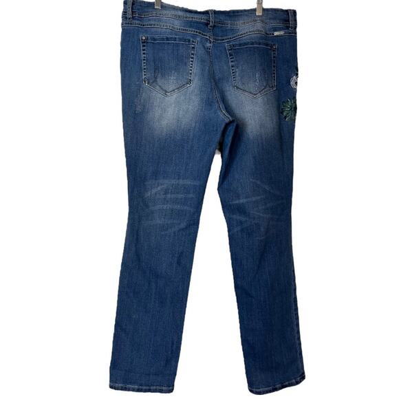Inc Denim Jeans Boyfriend Regular Fit Stretch Floral Embroidery Women’s Size 16 - Picture 3 of 9